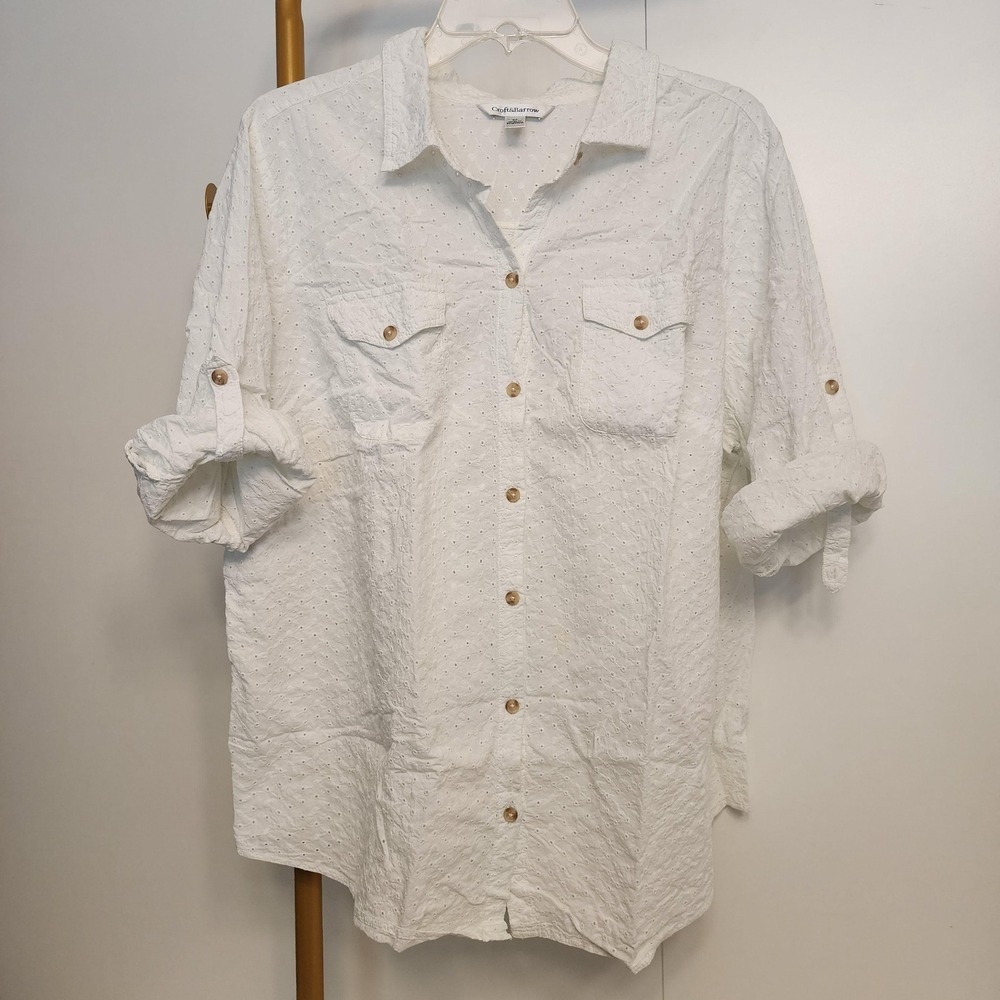 2X White Cotton Eyelet 100% Cotton, Size 2X